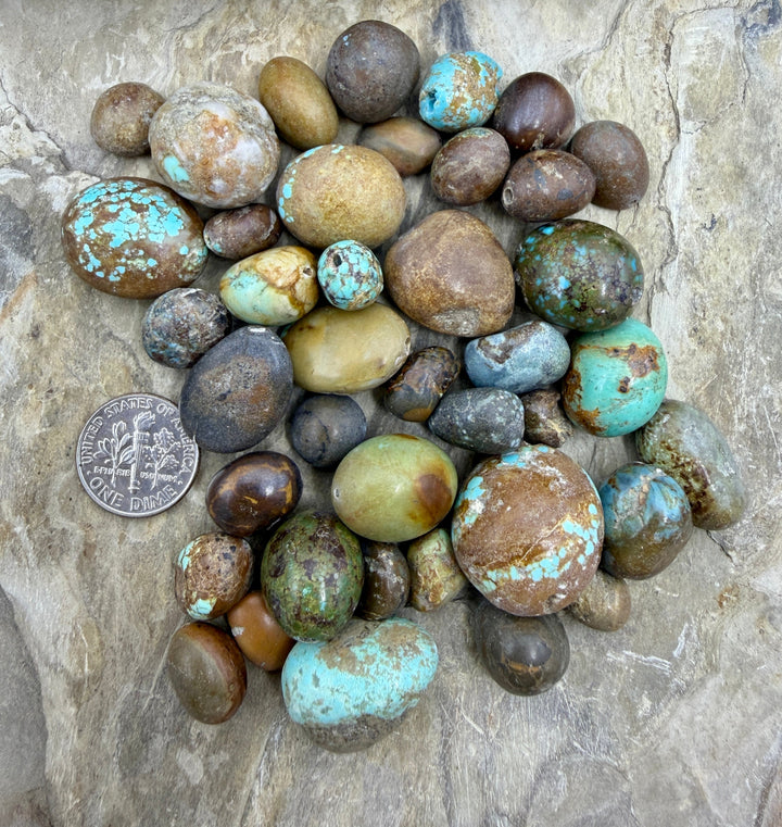 RARE Number 8 Turquoise (Nevada) Rounded Nugget Beads (95+