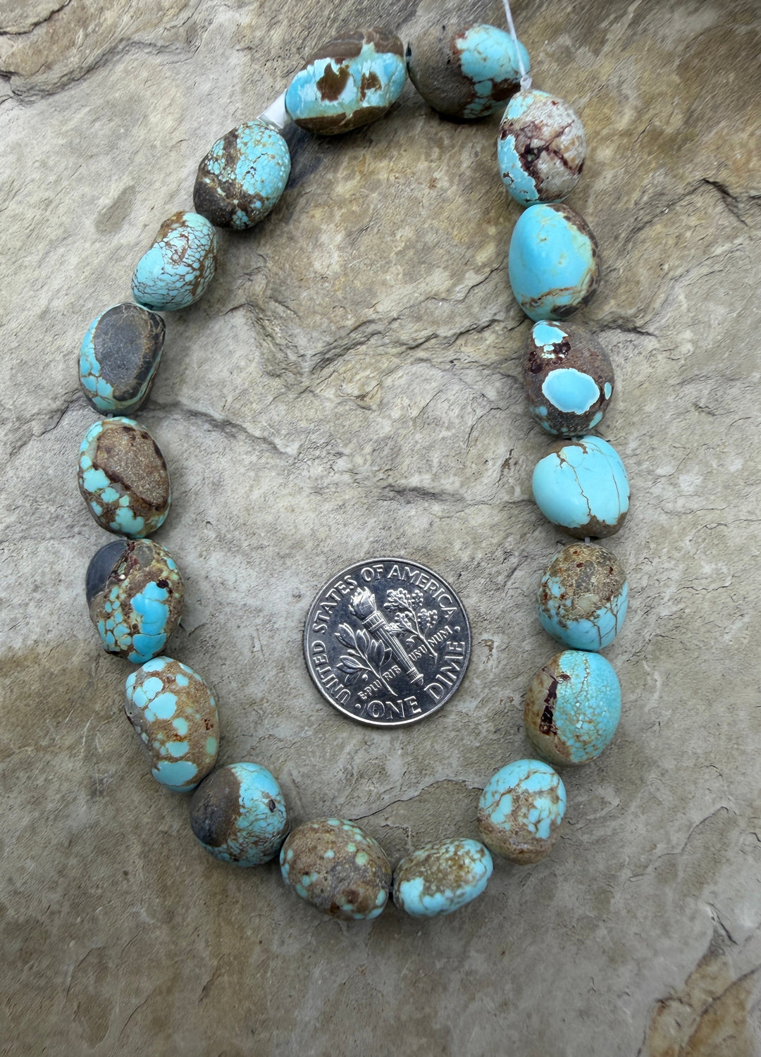 RARE Number 8 Turquoise (Nevada) Rounded Nugget Beads