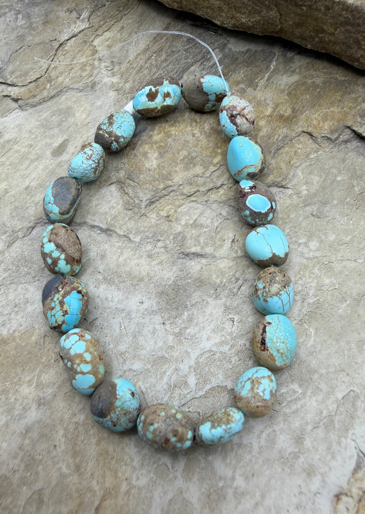 RARE Number 8 Turquoise (Nevada) Rounded Nugget Beads