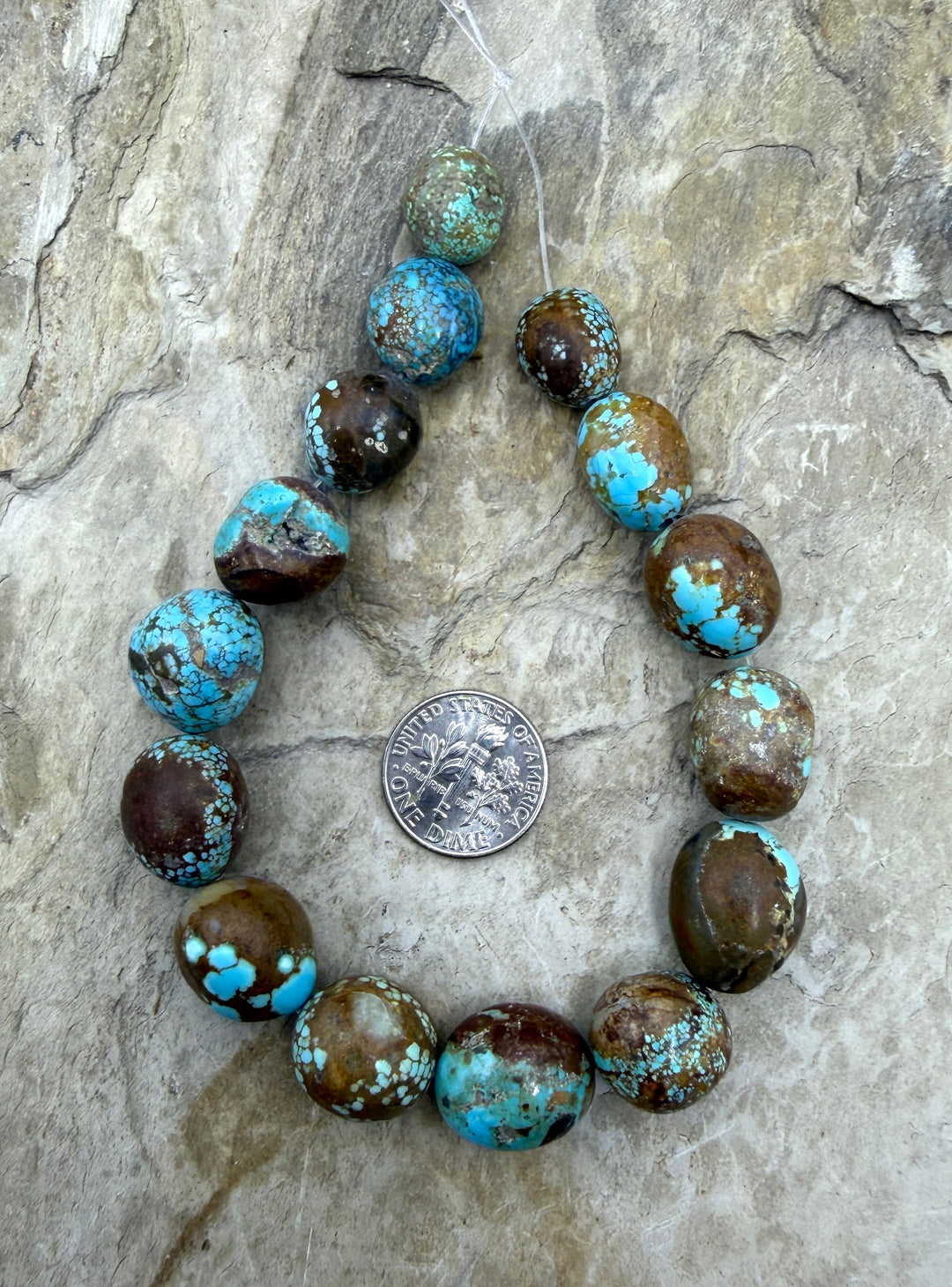 RARE Number 8 Turquoise (Nevada) Rounded Nugget Beads