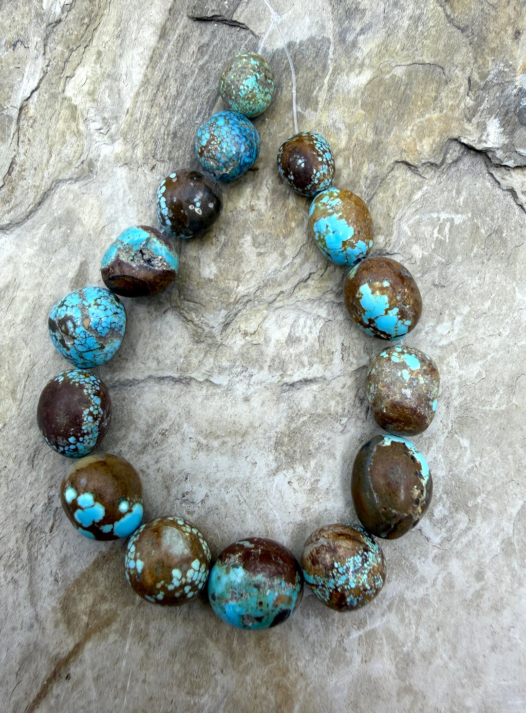 RARE Number 8 Turquoise (Nevada) Rounded Nugget Beads