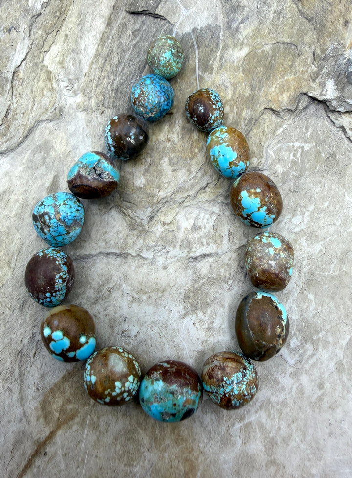 RARE Number 8 Turquoise (Nevada) Rounded Nugget Beads