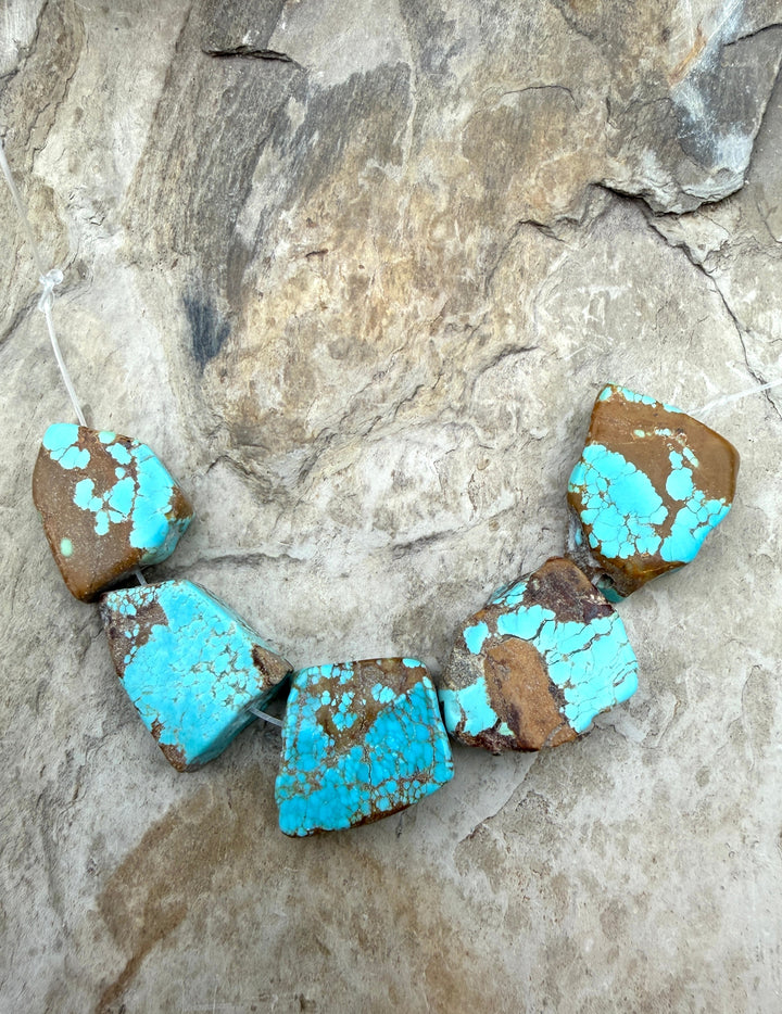 RARE Number 8 Turquoise (Nevada) Slab Bead Strand 17x20x7mm