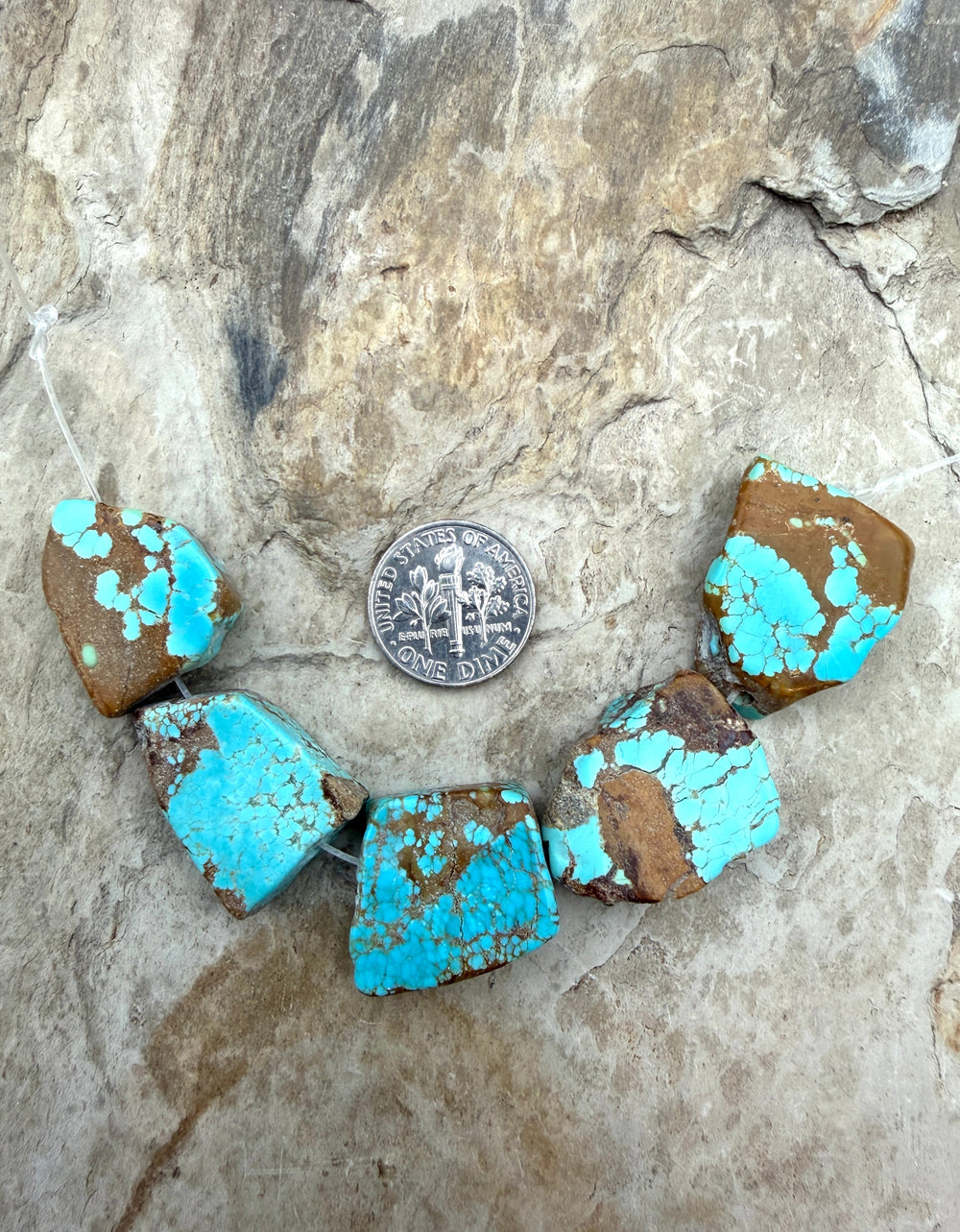 RARE Number 8 Turquoise (Nevada) Slab Bead Strand 17x20x7mm