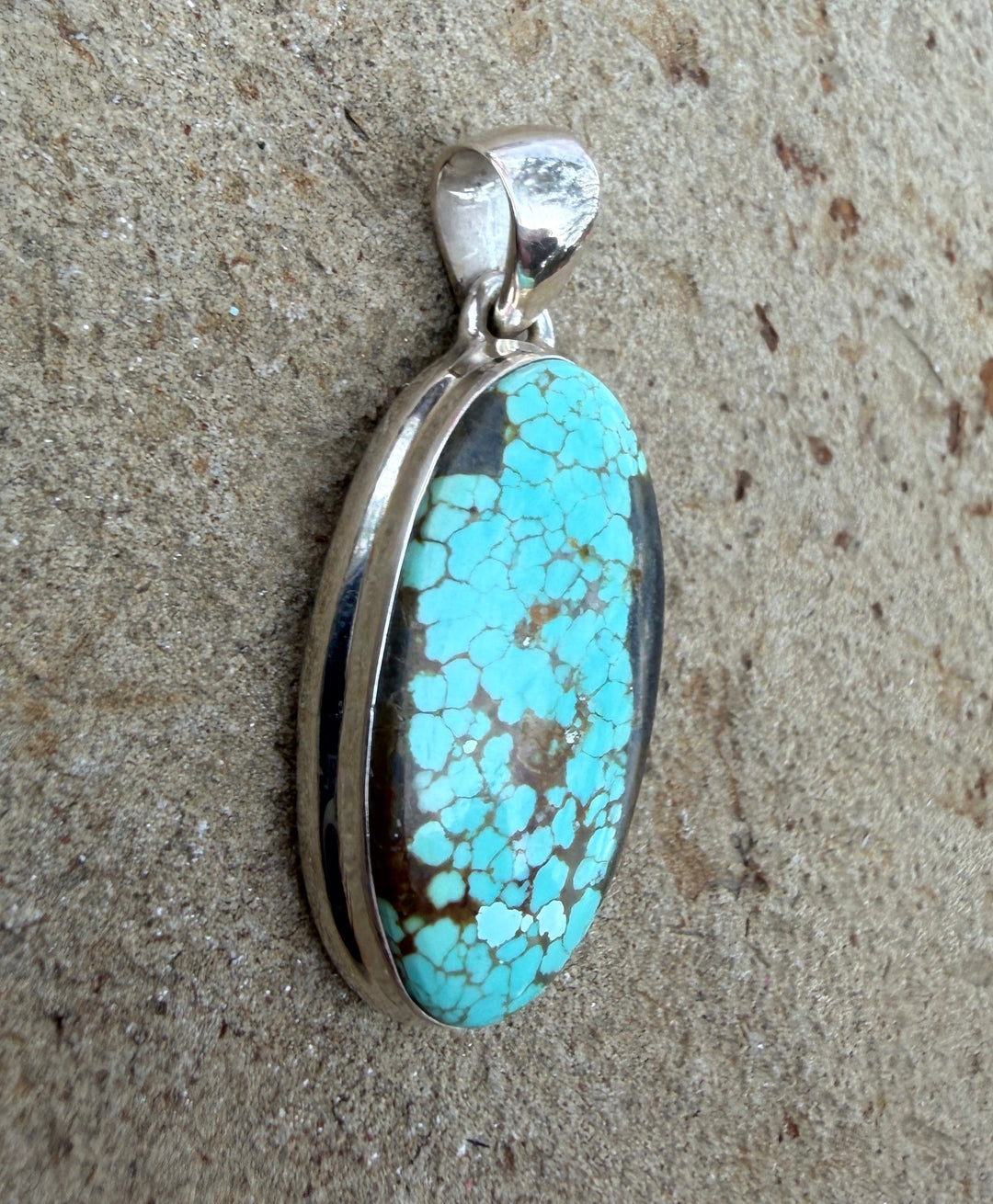 RARE Number 8 Turquoise (Nevada) Sterling Silver Pendant