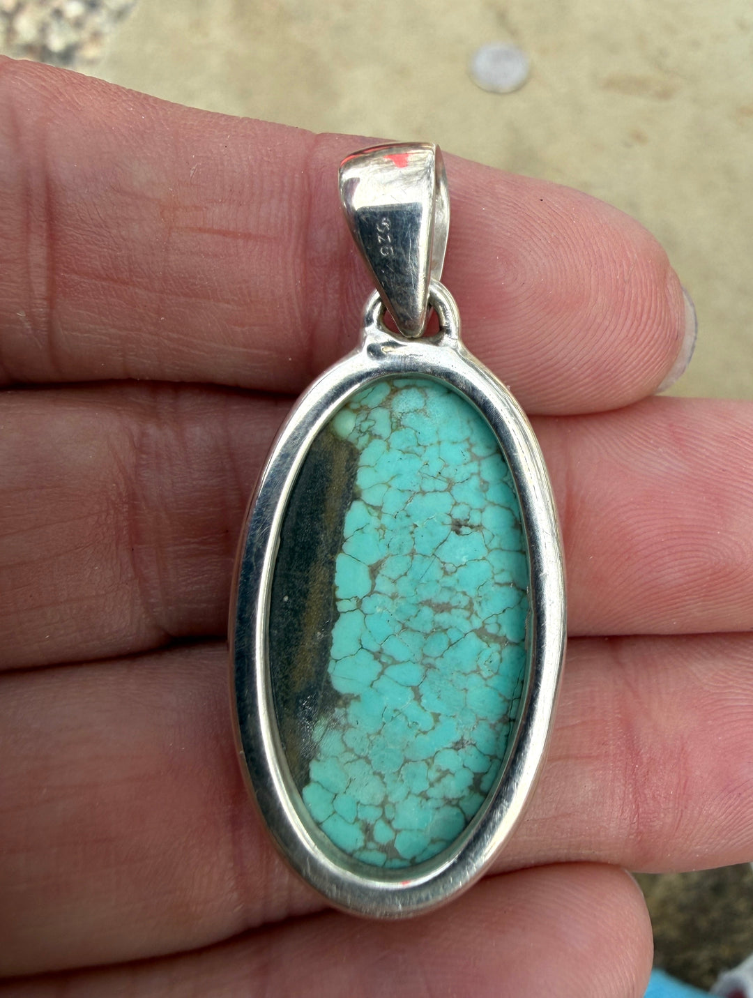 RARE Number 8 Turquoise (Nevada) Sterling Silver Pendant