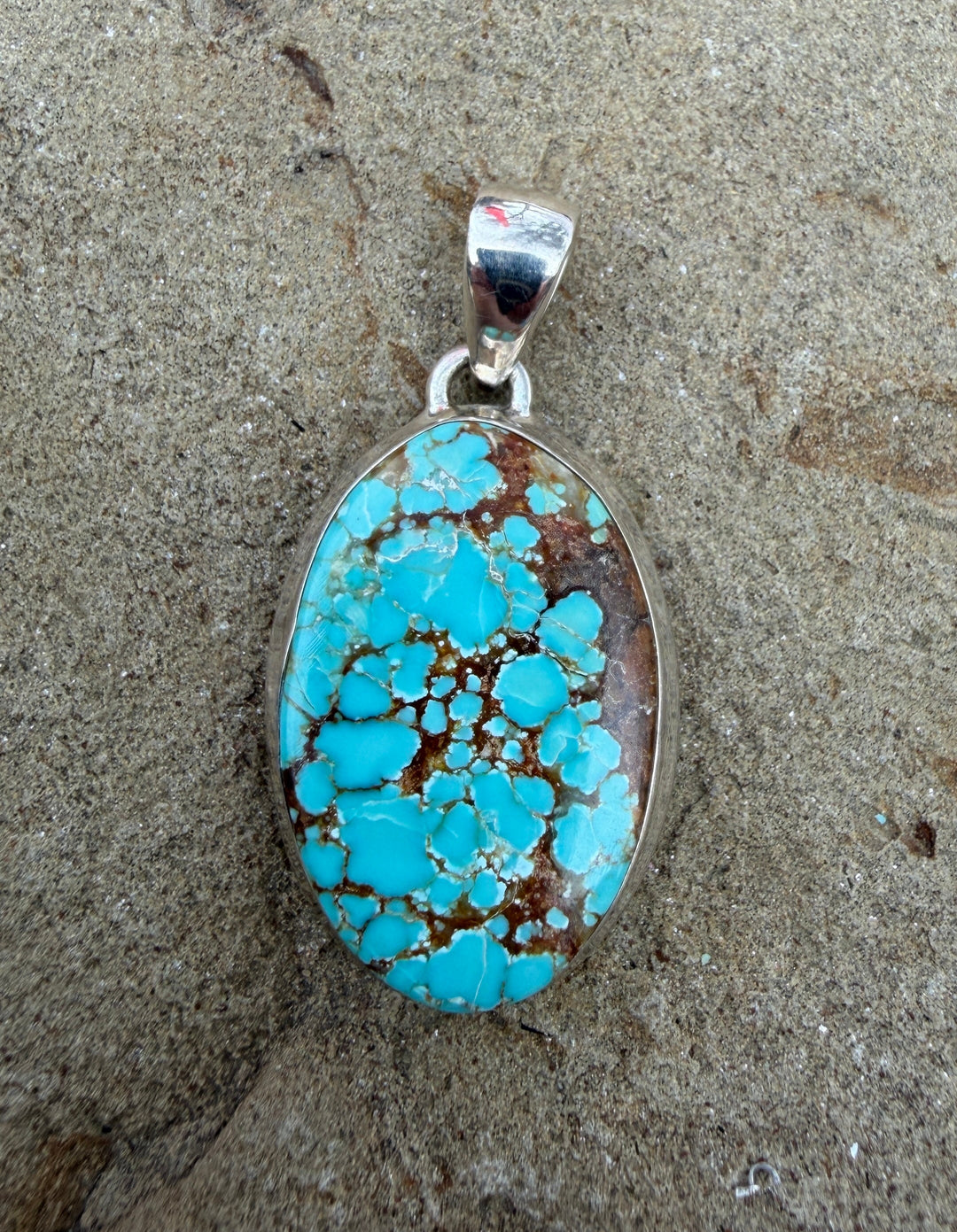 RARE Number 8 Turquoise (Nevada) Sterling Silver Pendant