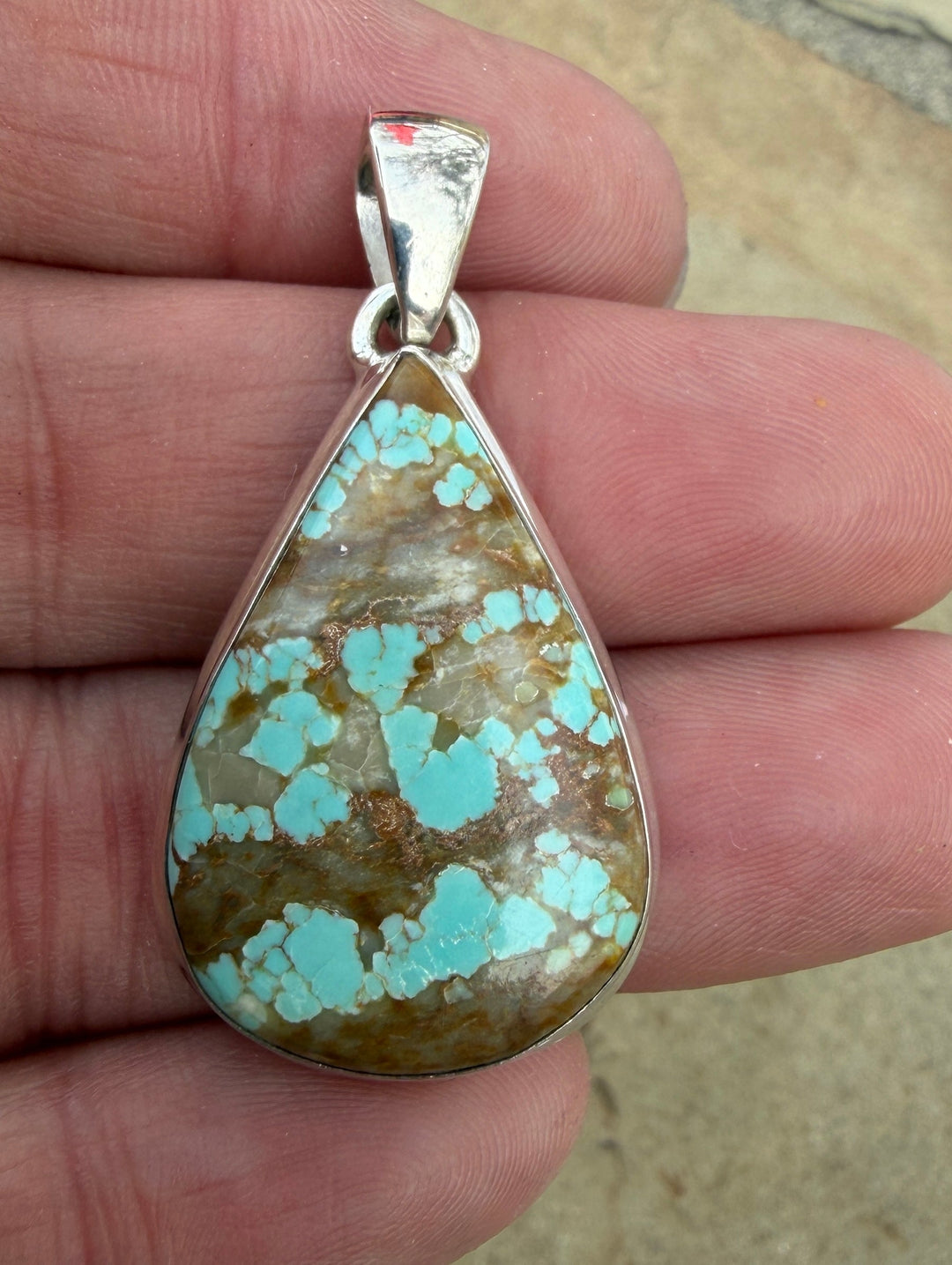 RARE Number 8 Turquoise (Nevada) Sterling Silver Teardrop