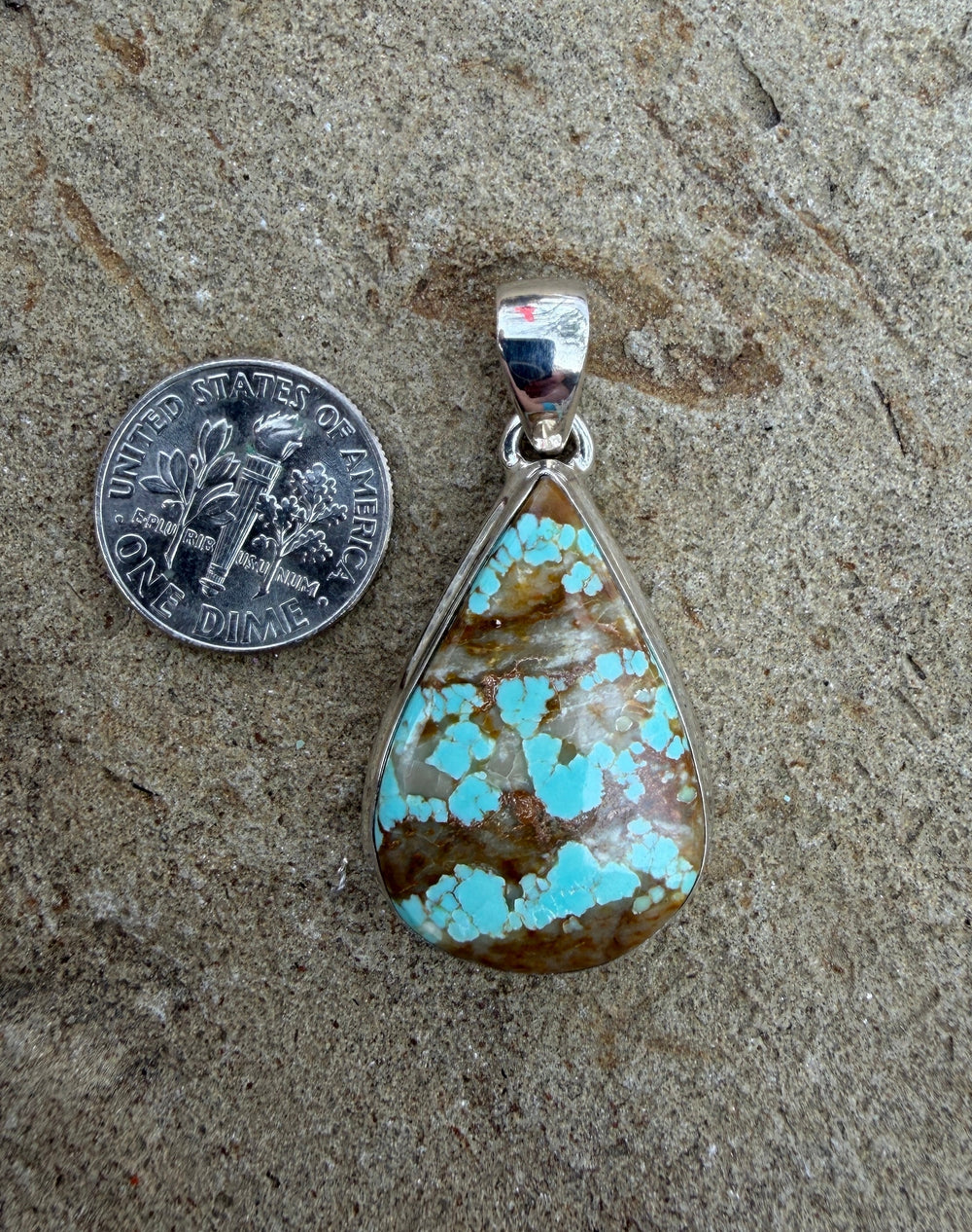 RARE Number 8 Turquoise (Nevada) Sterling Silver Teardrop