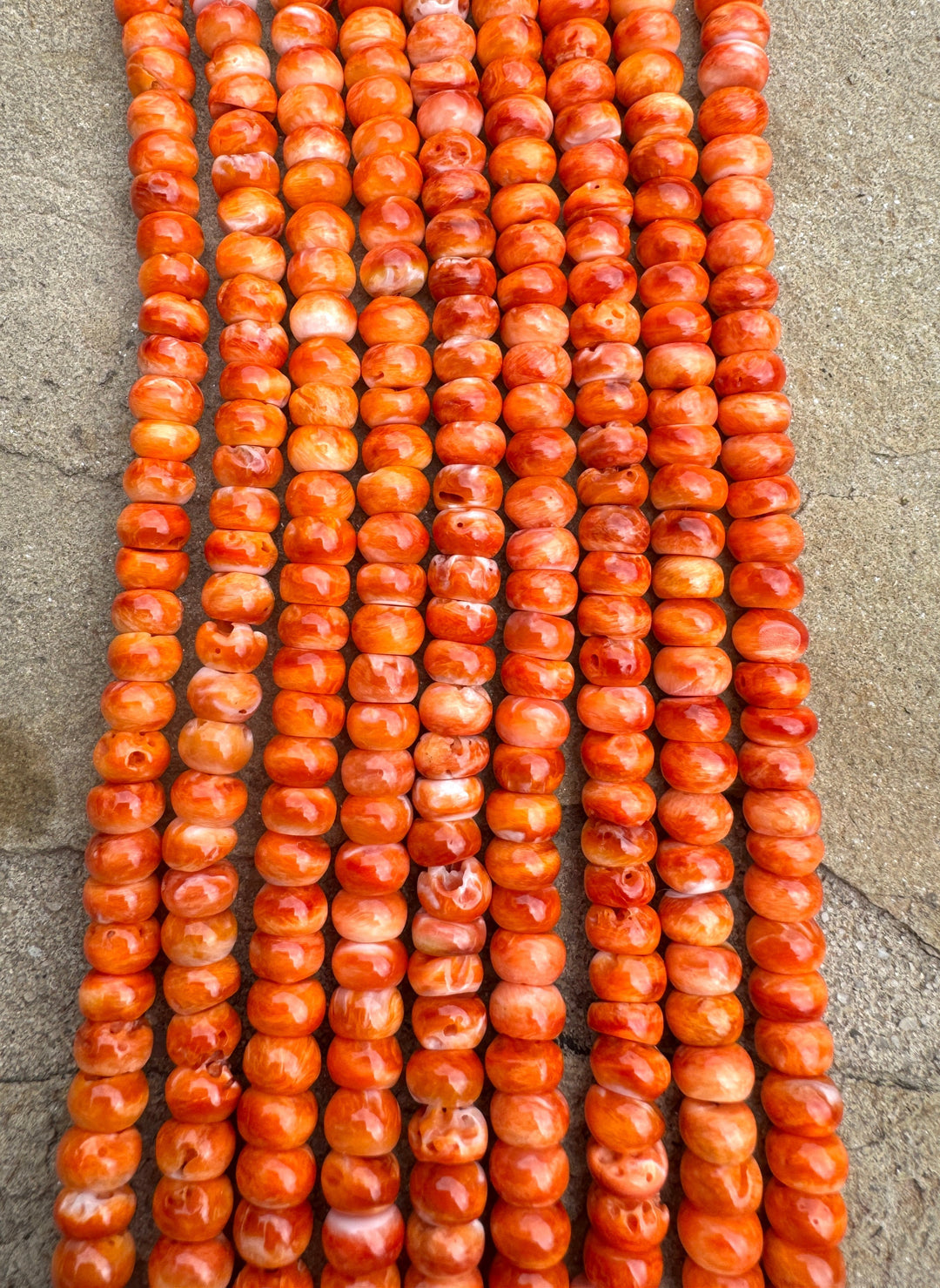 RARE Orange Spiny Oyster 6mm Rondel Beads 16 inch Strand