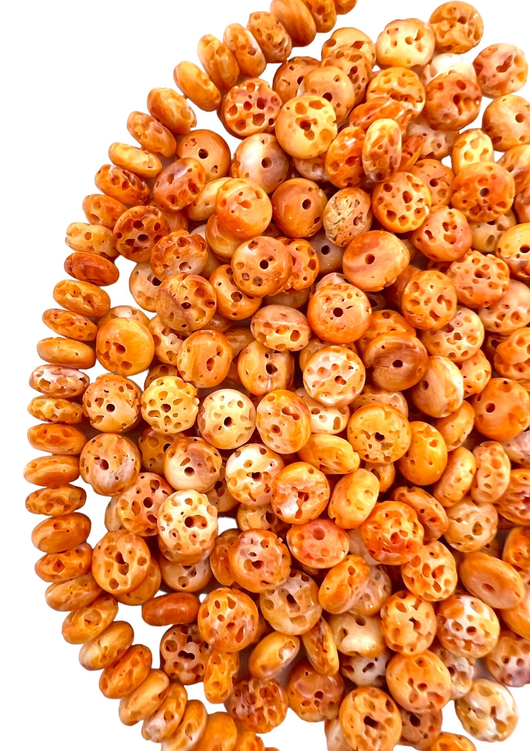 RARE Orange Spiny Oyster 7mm Rondel Beads (Package of 12