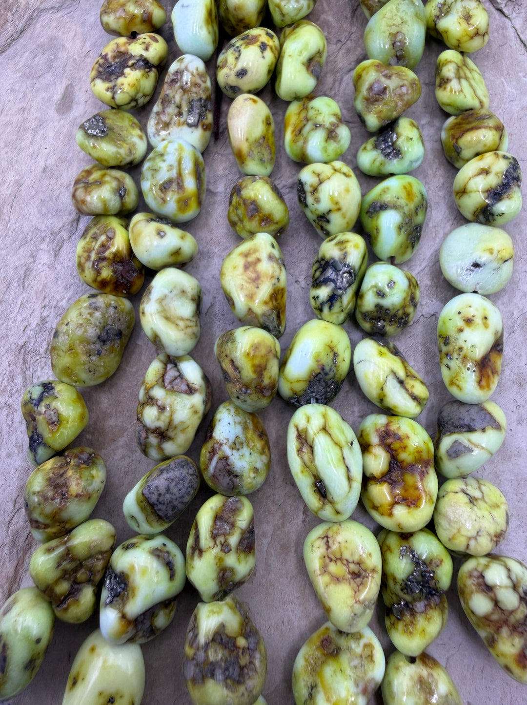 RARE Palomino Variscite 10mm-10x15mm Nugget Beads 8 Inch