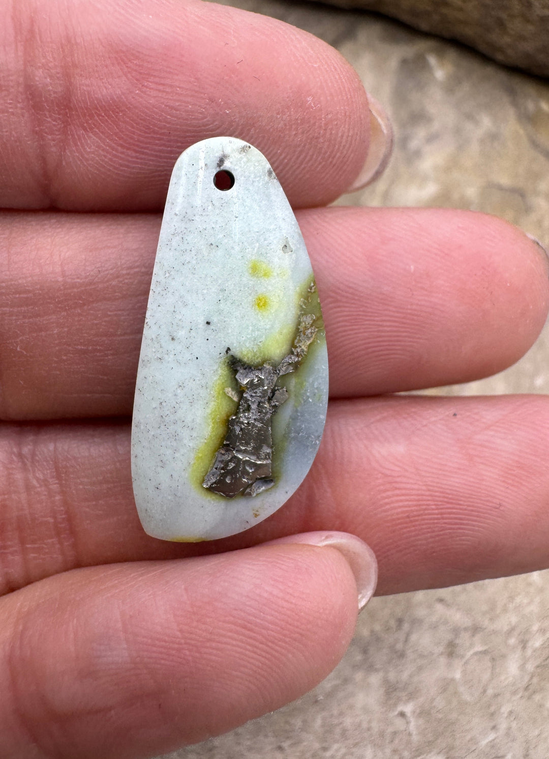 RARE Palomino Variscite Focal Pendant Bead with Pyrite