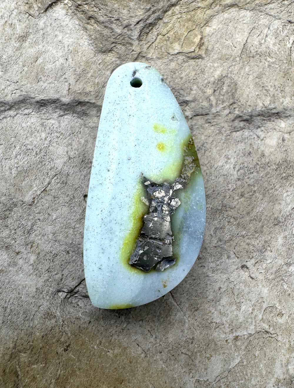 RARE Palomino Variscite Focal Pendant Bead with Pyrite