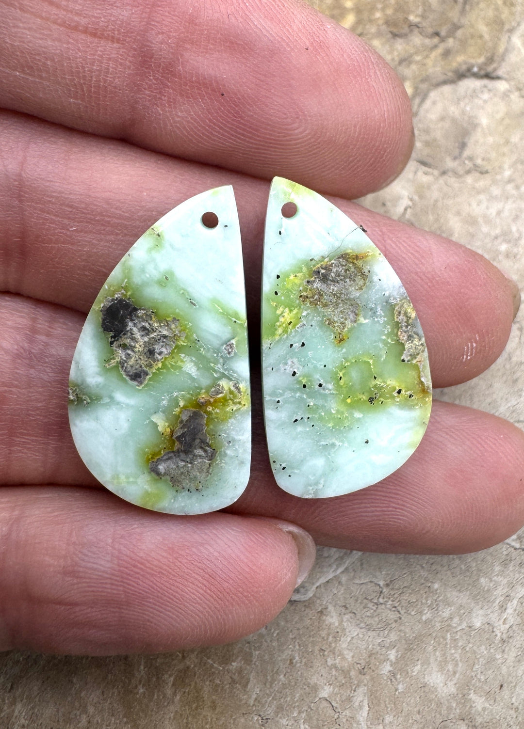 RARE Palomino Variscite Matching Earring Slab Bead Pair