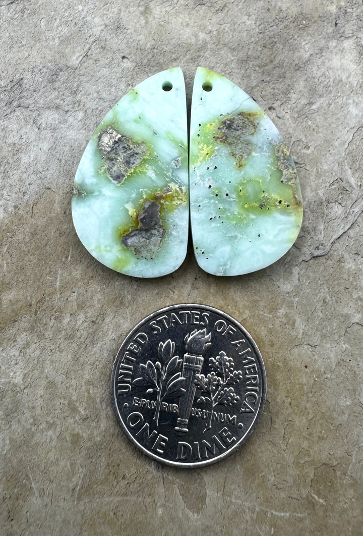 RARE Palomino Variscite Matching Earring Slab Bead Pair