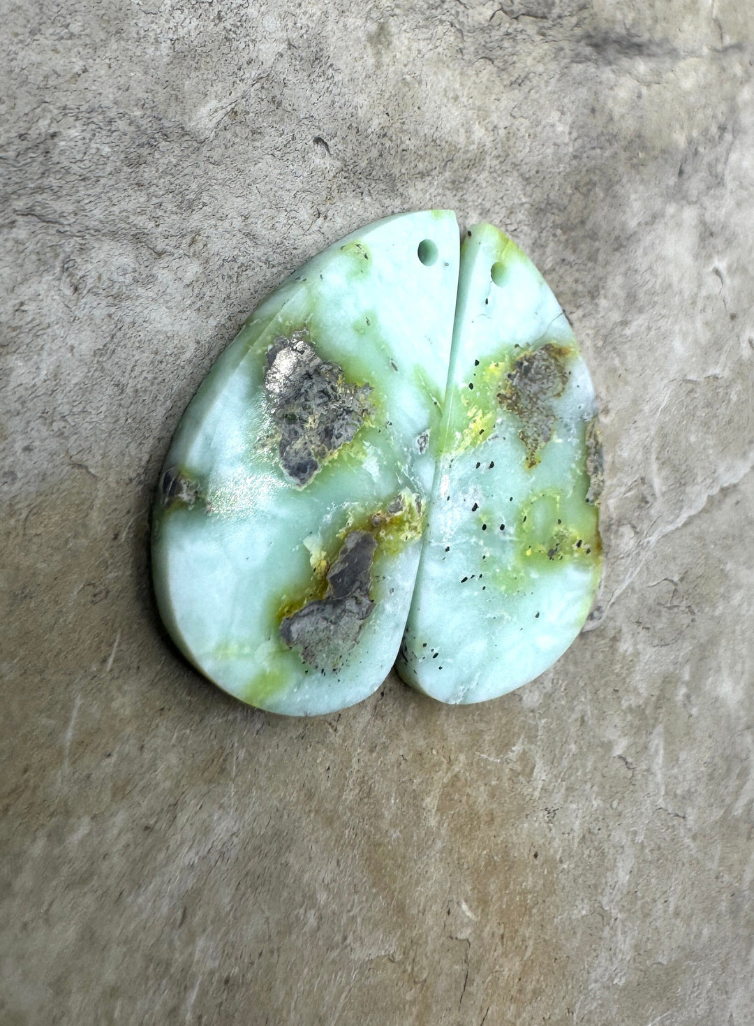 RARE Palomino Variscite Matching Earring Slab Bead Pair