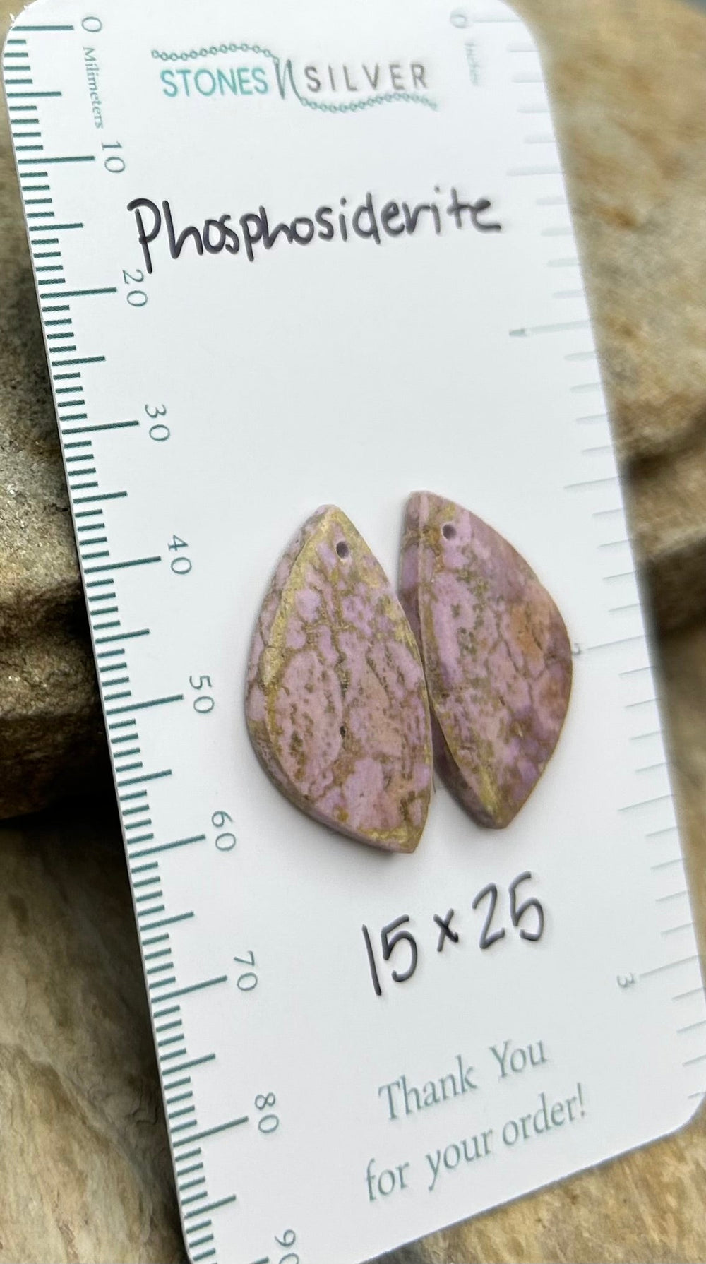 RARE Phosphosiderite Matching Earring Slab Bead Pair