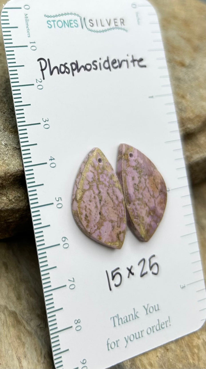 RARE Phosphosiderite Matching Earring Slab Bead Pair
