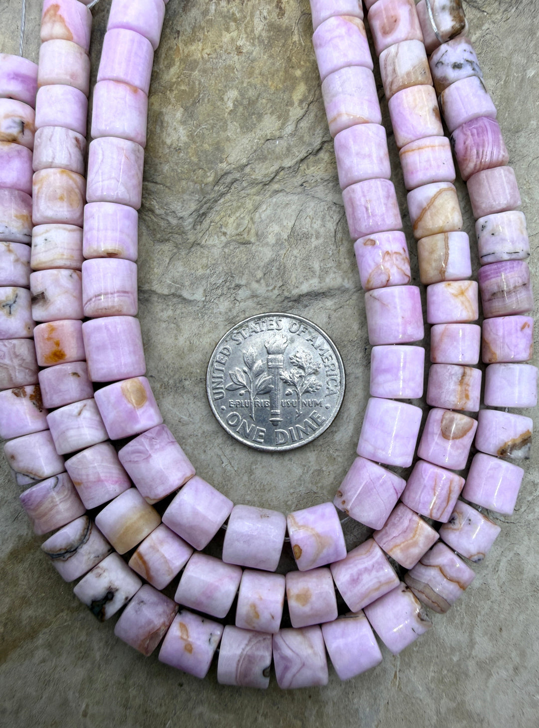 RARE Pink Aragonite (Afghanastan) 6x6-6x7mm Tube Beads 7