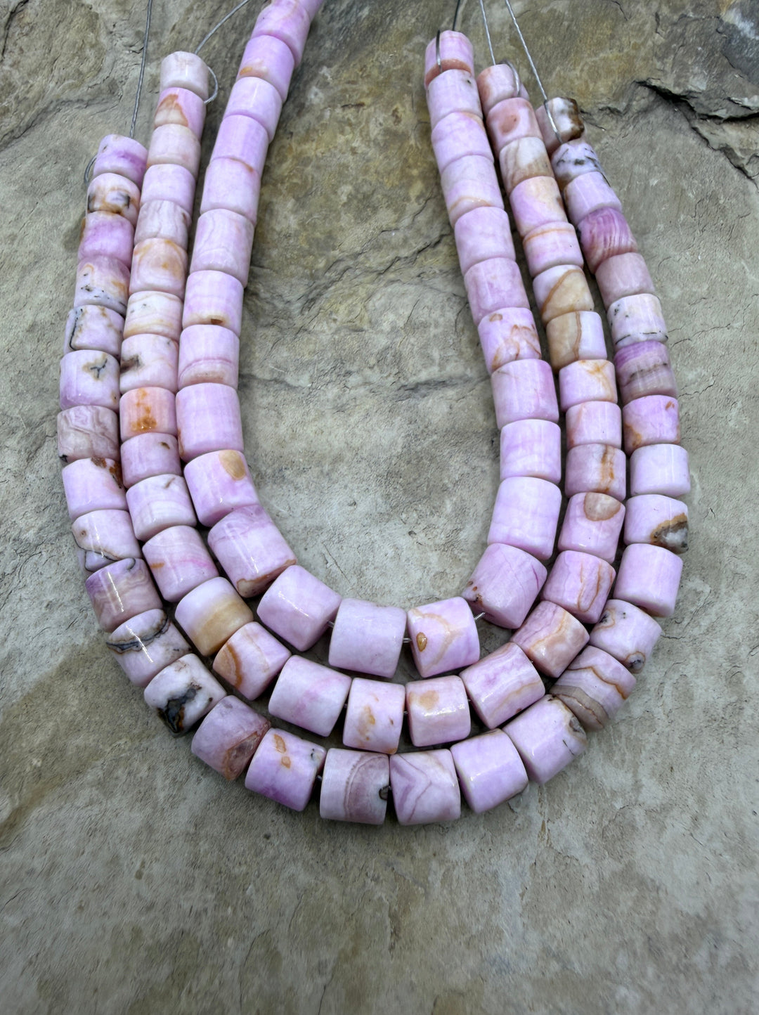 RARE Pink Aragonite (Afghanastan) 6x6-6x7mm Tube Beads 7