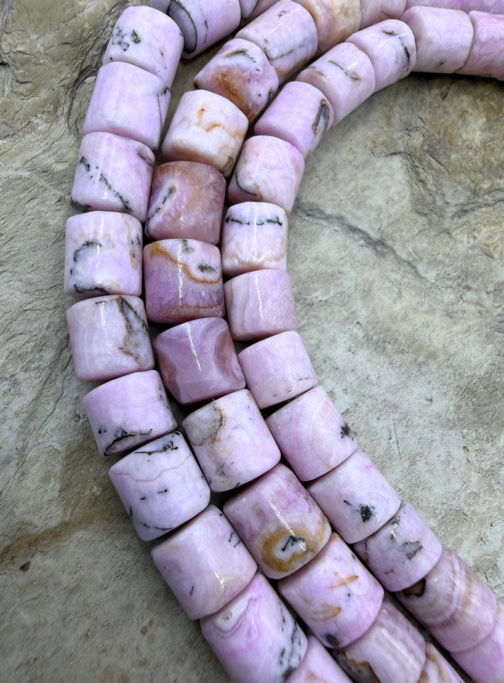RARE Pink Aragonite (Afghanastan) 8x8-8x9mm Tube Beads 7