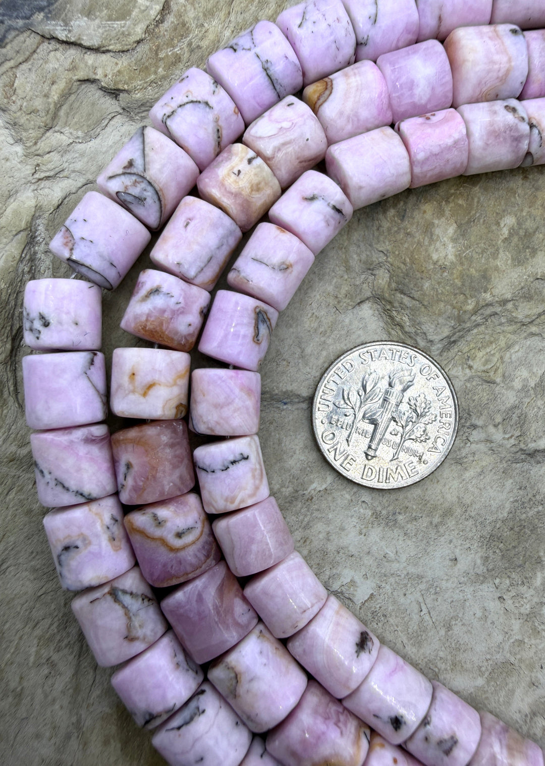 RARE Pink Aragonite (Afghanastan) 8x8-8x9mm Tube Beads 7