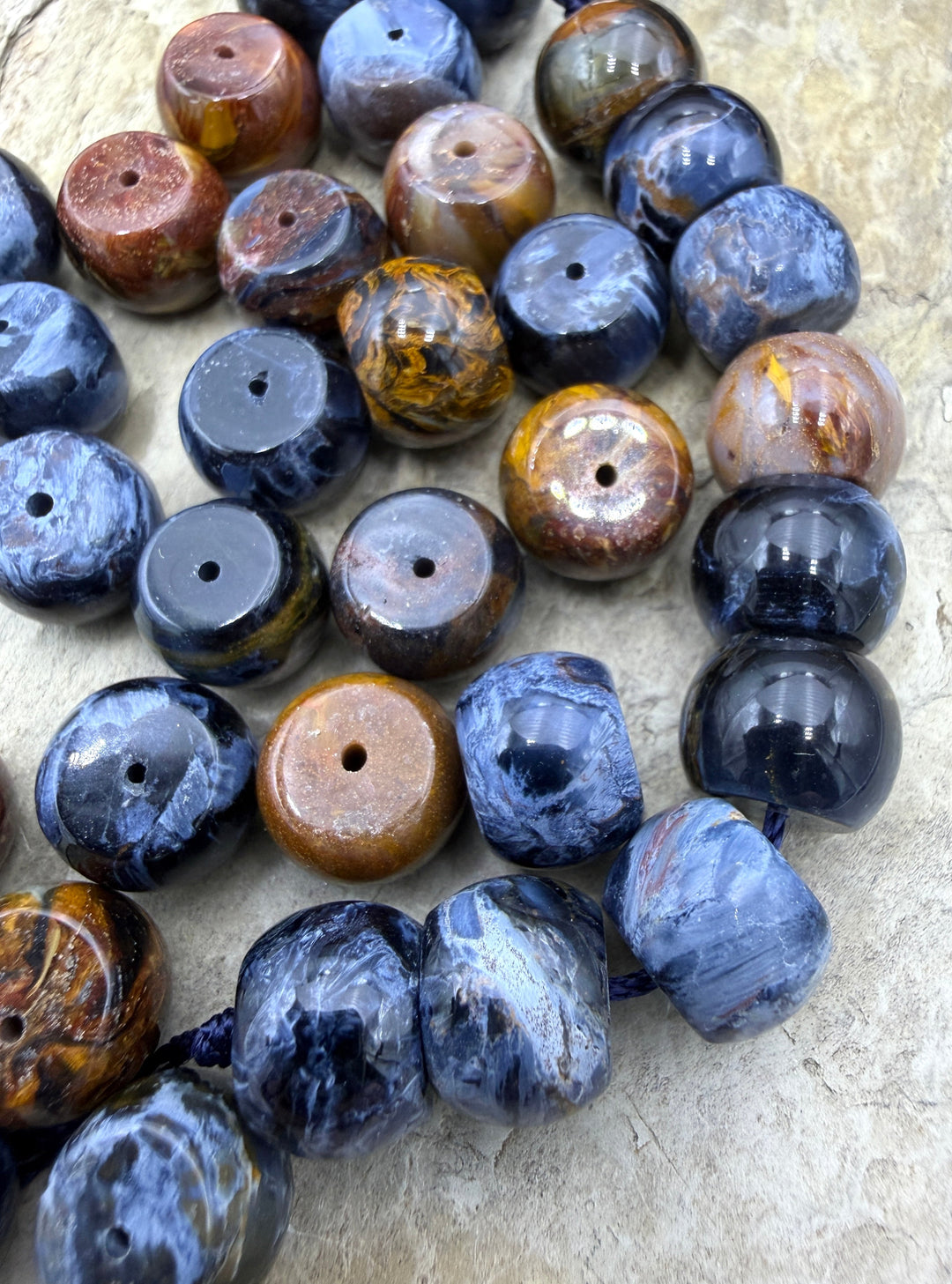 RARE Premium Blue and Gold Pietersite (Namibia) 8x11mm Drum