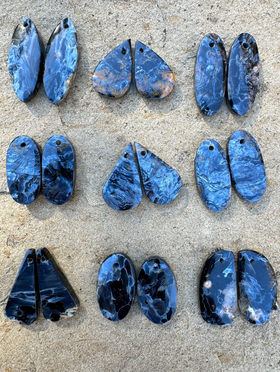 RARE Premium Blue Pietersite Matching Earring Bead Slab