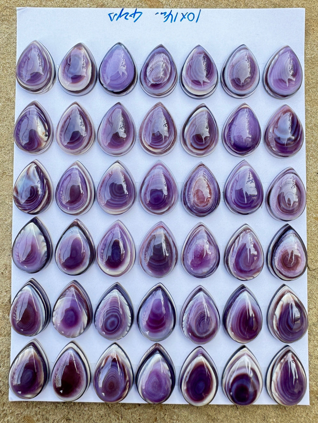 RARE Purple Wampum 10x14mm Teardrop Cabochons (Package of 2