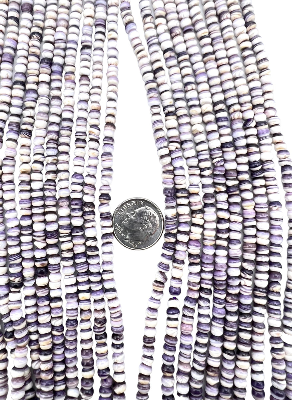RARE Purple Wampum 4mm Rondelle Beads 16 inch strand