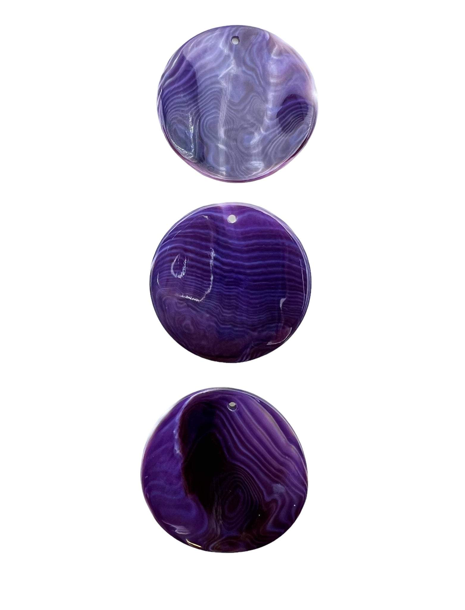 RARE Purple Wampum BIG Flat Round Focal Beads 45mm (One