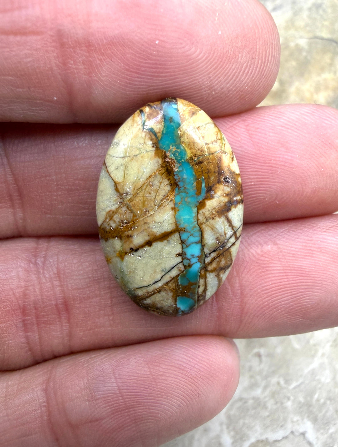 RARE Royston Ribbon Turquoise (NV) 16x23mm Oval Focal Bead