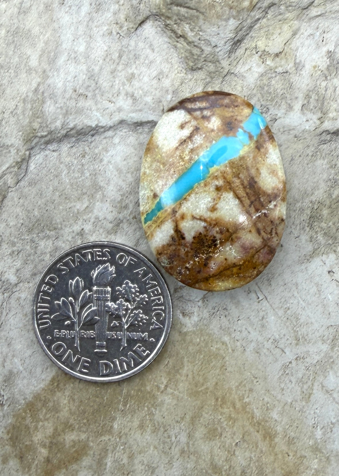RARE Royston Ribbon Turquoise (NV) 18x24mm Oval Focal Bead