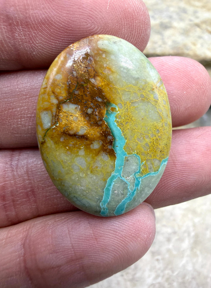 RARE Royston Ribbon Turquoise (NV) 22x30mm Oval Focal Bead