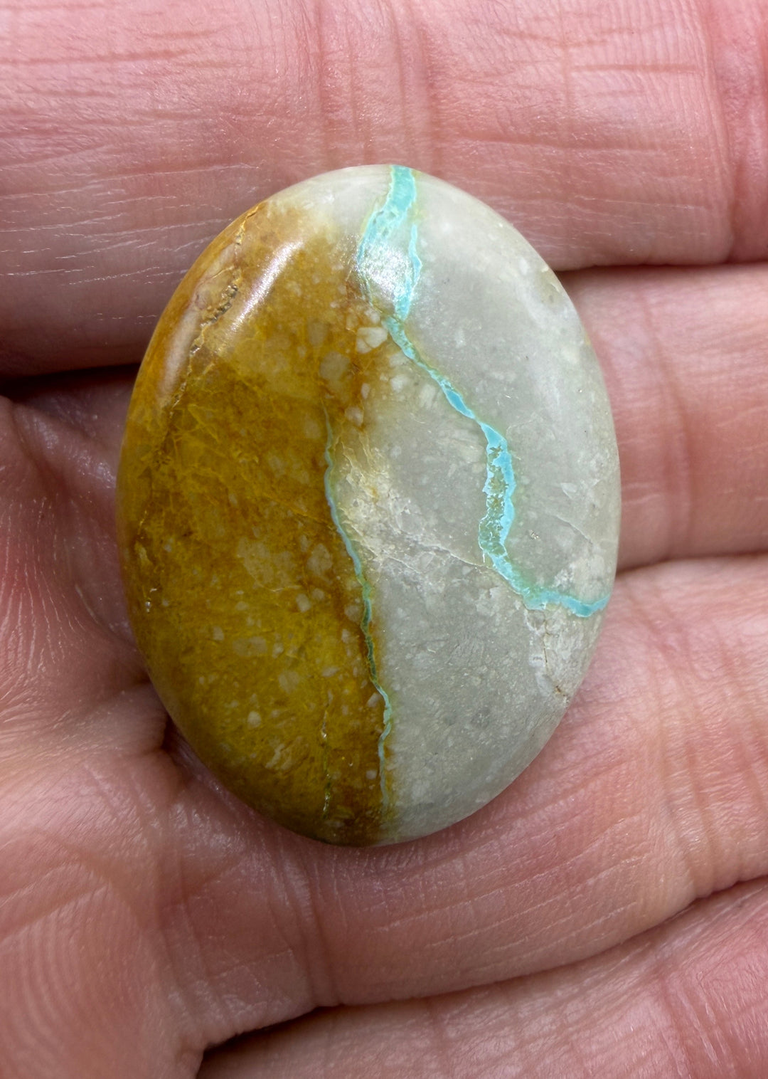 RARE Royston Ribbon Turquoise (NV) 22x30mm Oval Focal Bead