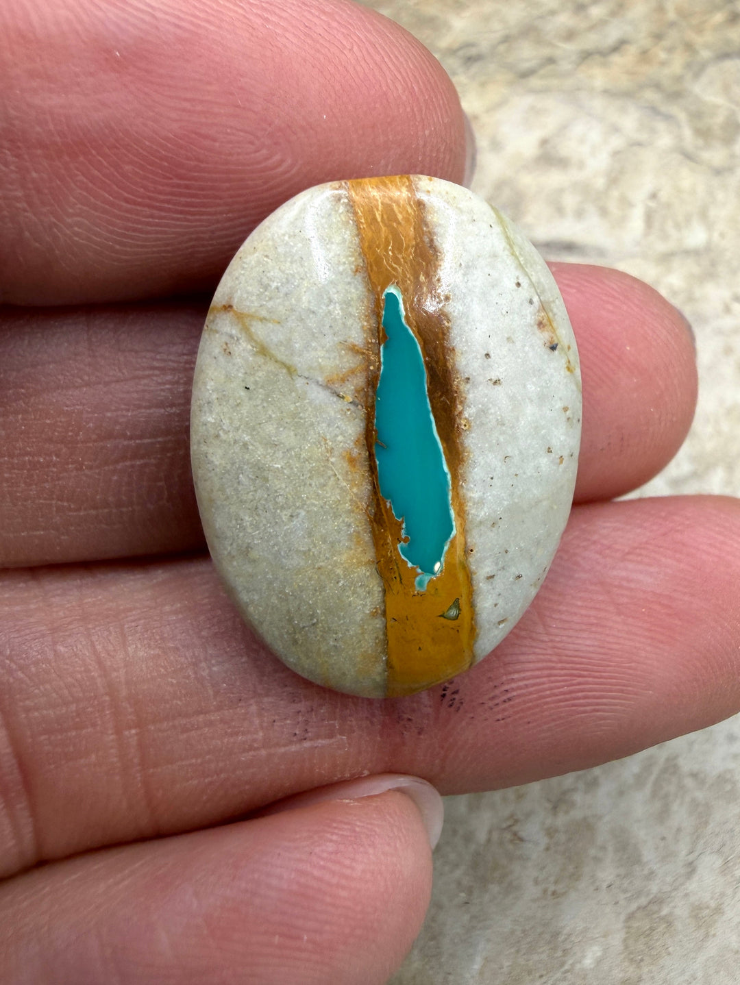 RARE Royston Ribbon Turquoise (NV) 22x30mm Oval Focal Bead