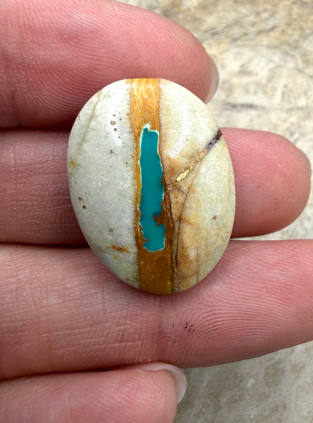 RARE Royston Ribbon Turquoise (NV) 22x30mm Oval Focal Bead