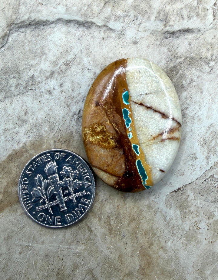 RARE Royston Ribbon Turquoise (NV) 22x30mm Oval Focal Bead