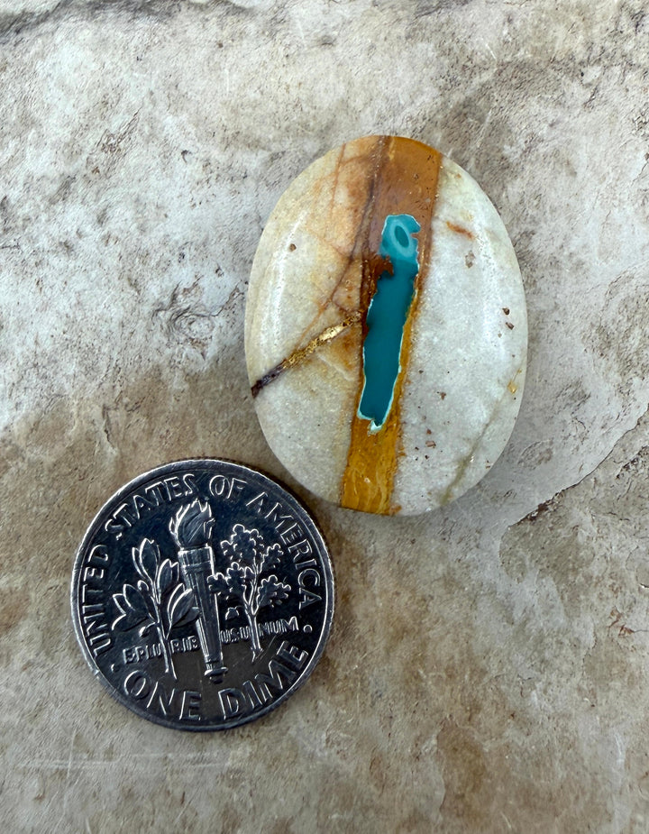 RARE Royston Ribbon Turquoise (NV) 22x30mm Oval Focal Bead
