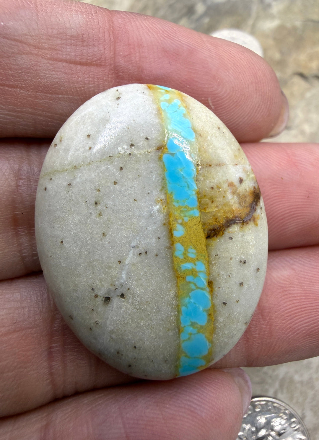 RARE Royston Ribbon Turquoise (NV) 22x33mm BIG Oval Focal