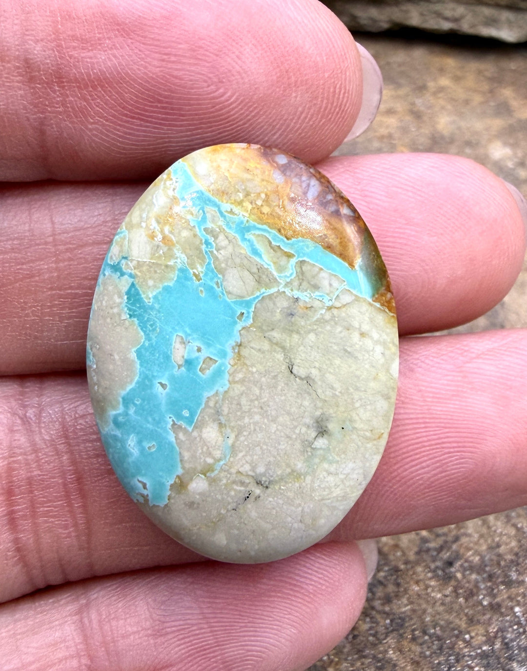 RARE Royston Ribbon Turquoise (NV) 22x39mm Oval Focal Bead