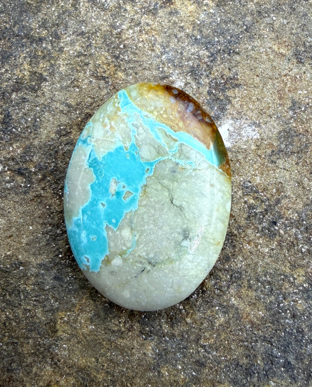 RARE Royston Ribbon Turquoise (NV) 22x39mm Oval Focal Bead