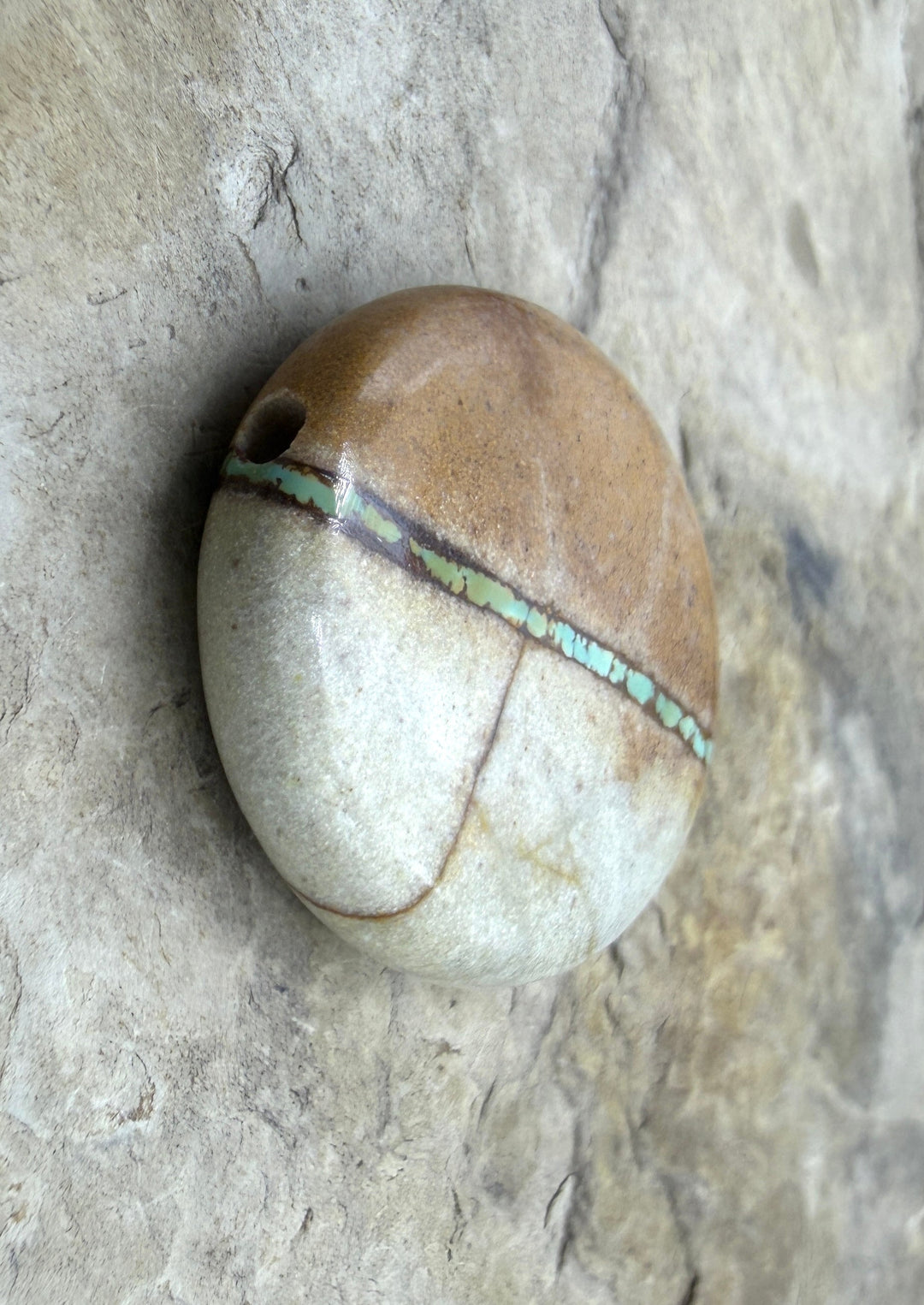 RARE Royston Ribbon Turquoise (NV) 28x35mm Oval Focal Bead