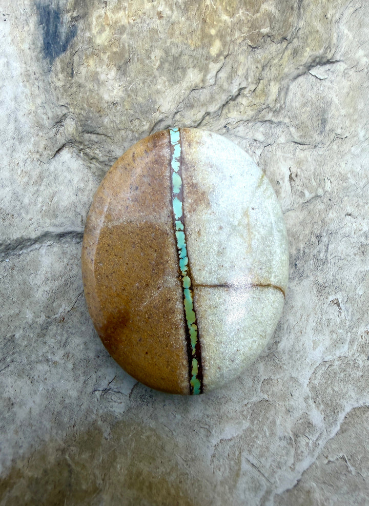 RARE Royston Ribbon Turquoise (NV) 28x35mm Oval Focal Bead