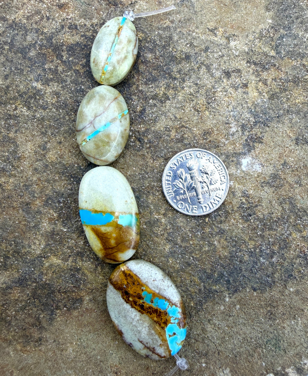 RARE Royston Ribbon Turquoise (NV) Handcut Graduated Oval