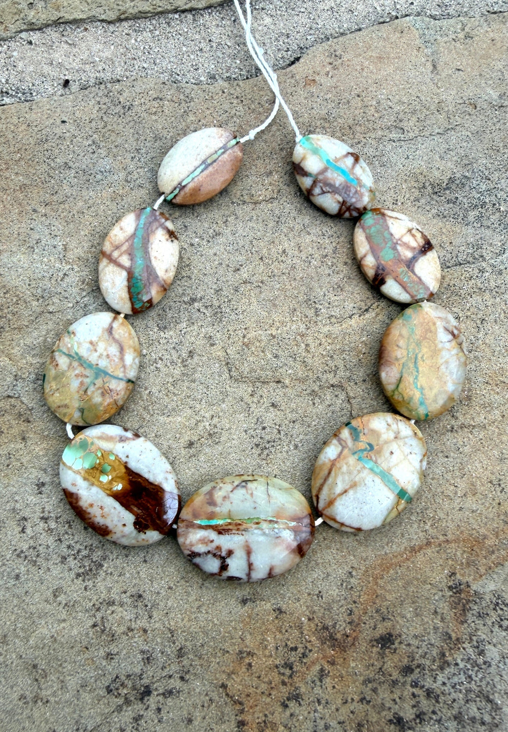 RARE Royston Ribbon Turquoise (NV) Handcut Graduated Oval