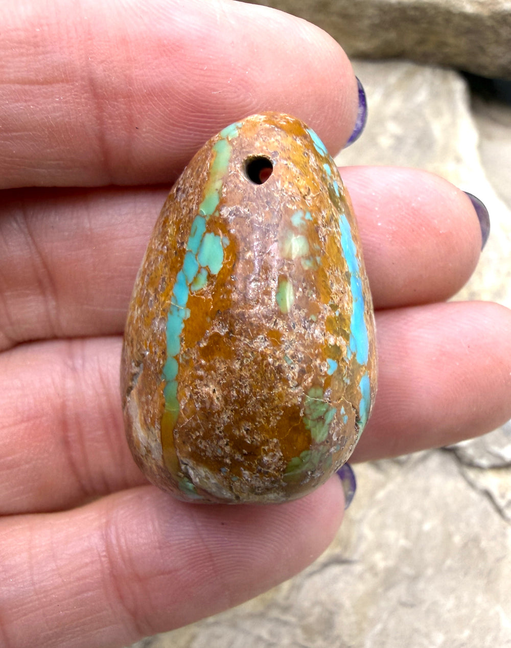RARE Royston Turquoise (NV) BIG Large Hole Focal Pendant