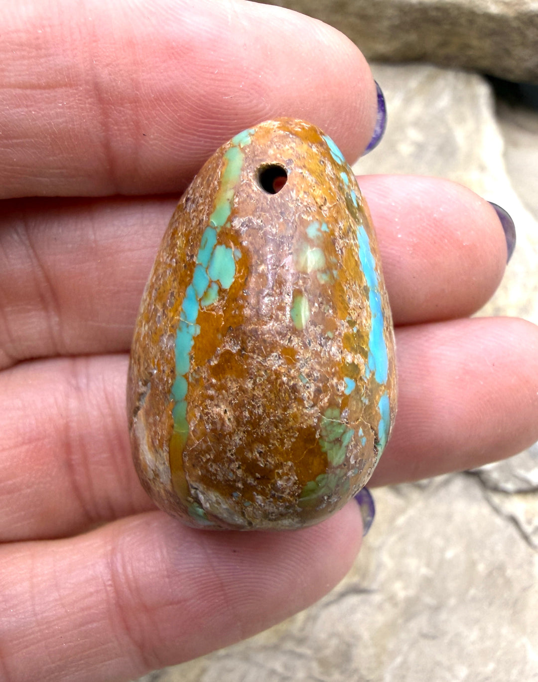 RARE Royston Turquoise (NV) BIG Large Hole Focal Pendant