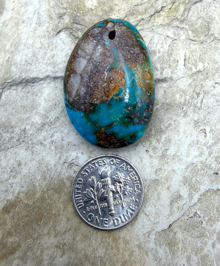RARE Royston Turquoise (NV) Focal Pendant Bead 23x33x10mm